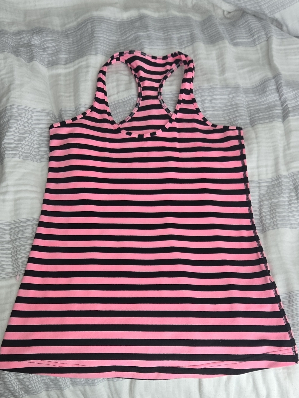 lululemon athletica Pink and Black Striped Racerback Tank